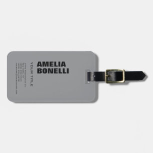 Modern Grått fet minimalistisk Professionell Namn Bagagebricka