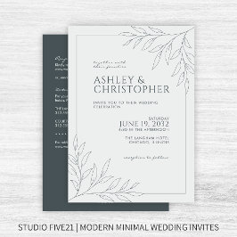 Modern Grått Foliage Disline Allt-i-ett-Bröllop Inbjudningar