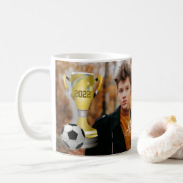 Modern Grått-fotbollsfoto och Namn för honom Kaffemugg