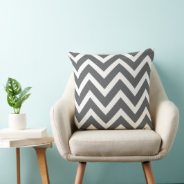 Modern Grått från kol och Rand från Vita Chevron Kudde