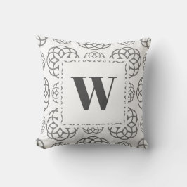 Modern Grått Geometric Monogram Kudde