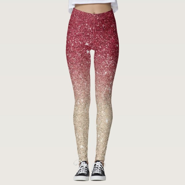 Modern Grått Glitter Sparkles Leggings (Framsida)