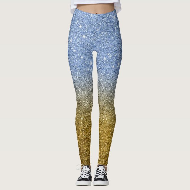 Modern Grått Glitter Sparkles Leggings (Framsida)