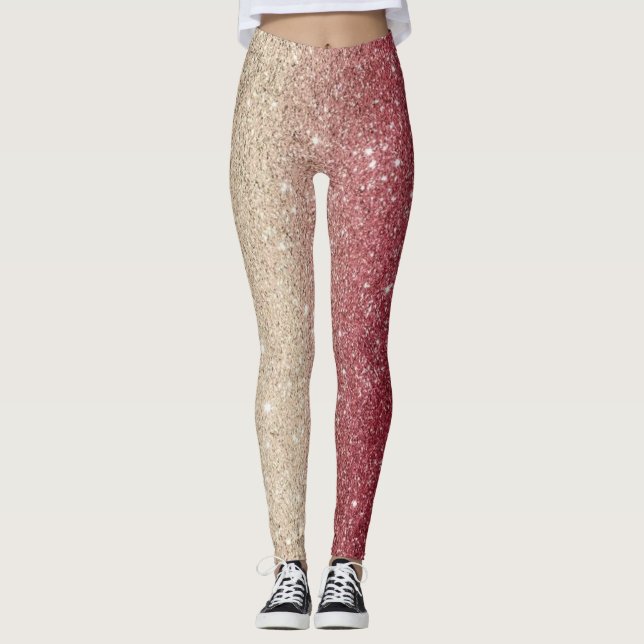 Modern Grått Glitter Sparkles Leggings (Framsida)