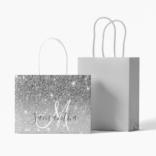 Modern Grått Glitter Sparkles Personlig Namn