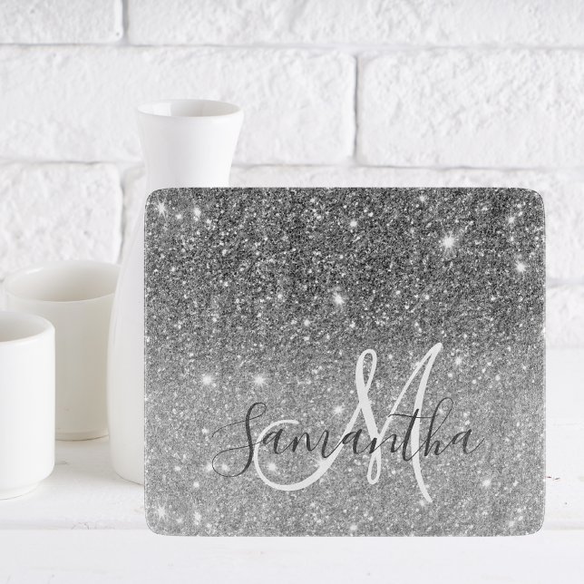 Modern Grått Glitter Sparkles Personlig Namn (Skapare uppladdad)