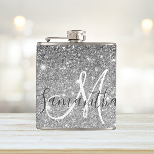 Modern Grått Glitter Sparkles Personlig Namn Fickplunta