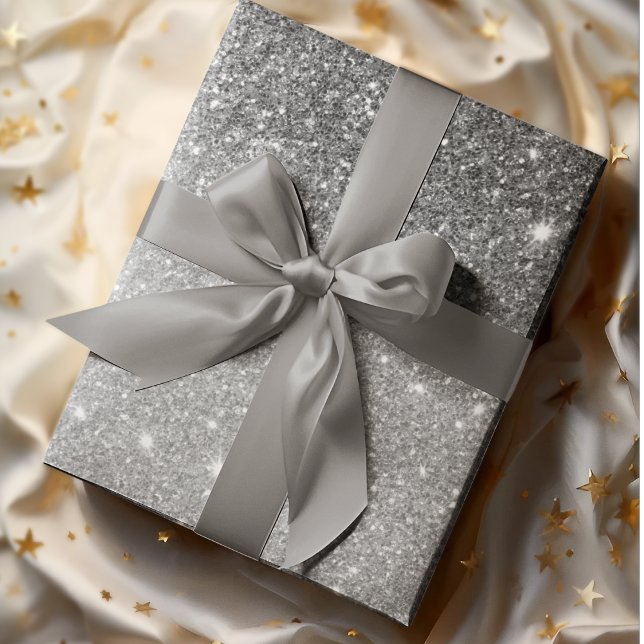 Modern Grått Glitter Sparkles Personlig Namn Presentpapper (Skapare uppladdad)