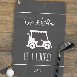 Modern Grått Golfer Golf Course Quote Monogrammed