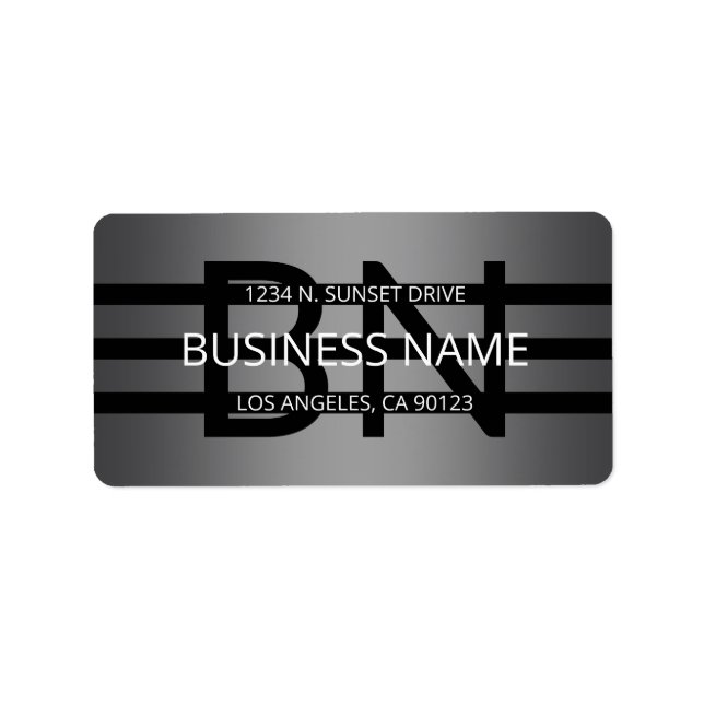 Modern Grått Gradient & Vågrät Black Rand Adressetikett (Framsidan)