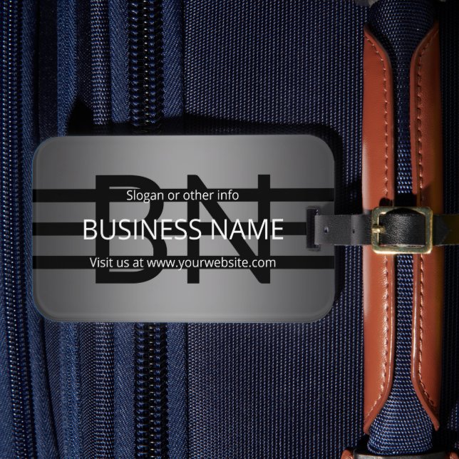 Modern Grått Gradient & Vågrät Black Rand Bagagebricka (Framsida Insitu 4)