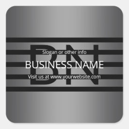Modern Grått Gradient & Vågrät Black Rand Fyrkantigt Klistermärke