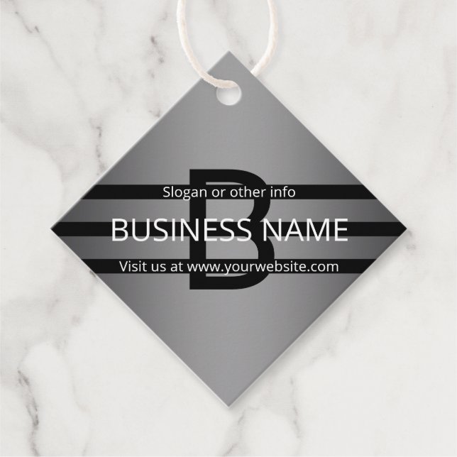 Modern Grått Gradient & Vågrät Black Rand Gåvor Etiketter (Framsida)