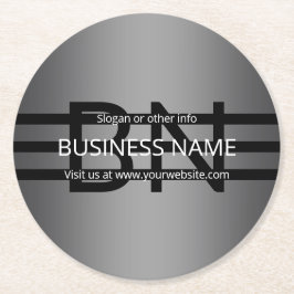 Modern Grått Gradient & Vågrät Black Rand Underlägg Papper Rund