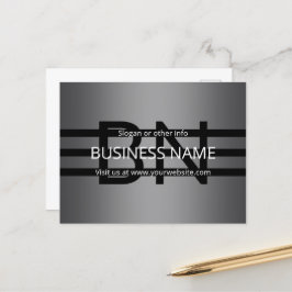 Modern Grått Gradient & Vågrät Black Rand Vykort