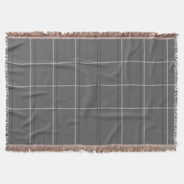 Modern Grått Grid Mönster Throw Blanket Filt (Framsidan)