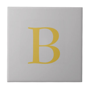 Modern Grått Guld Färg Monogram Add Namn Initial Kakelplatta
