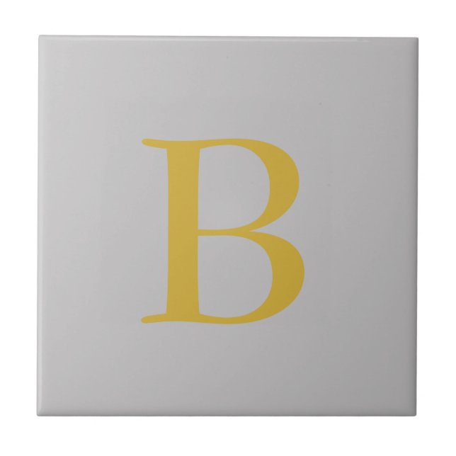 Modern Grått Guld Färg Monogram Add Namn Initial Kakelplatta (Framsidan)