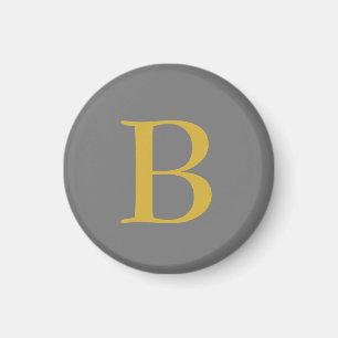 Modern Grått Guld Färg Monogram Add Namn Initial Magnet