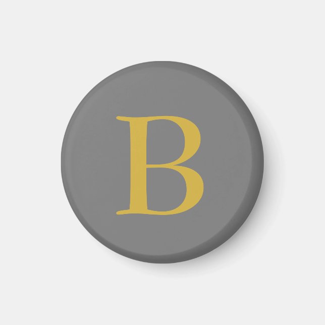 Modern Grått Guld Färg Monogram Add Namn Initial Magnet (Framsidan)