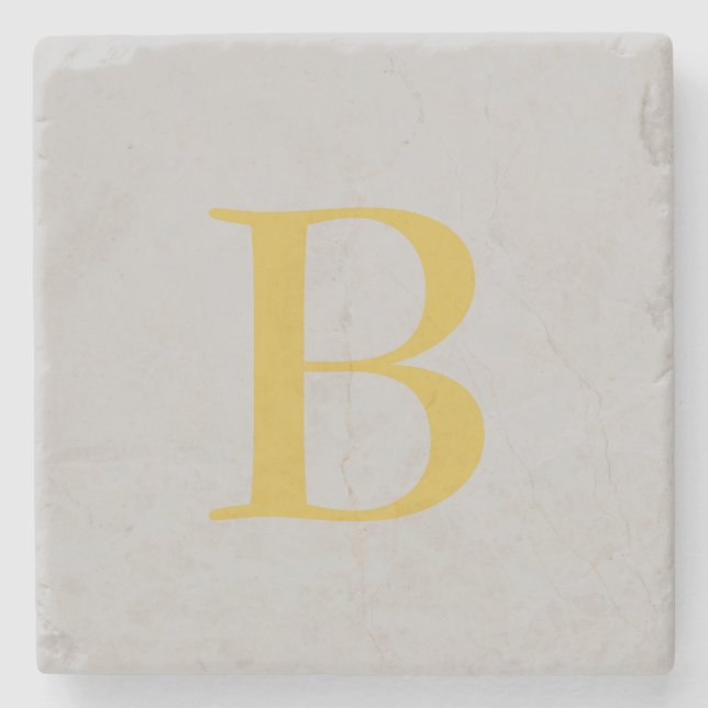 Modern Grått Guld Färg Monogram Add Namn Initial Stenunderlägg (Framsidan)