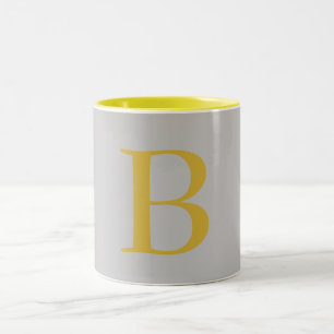 Modern Grått Guld Färg Monogram Add Namn Initial Två-Tonad Mugg
