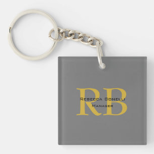 Modern Grått Guld Färg Monogram Lägg till Namn Ini