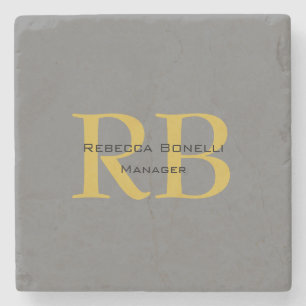 Modern Grått Guld Färg Monogram Lägg till Namn Ini Stenunderlägg