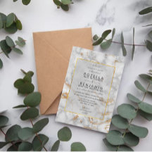 Modern Grått Guld marble Agate & Gold Foil Bröllop