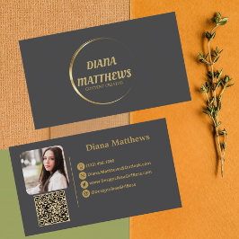 Modern Grått Guld,QR-kodfoto för Professionell, QR Visitkort