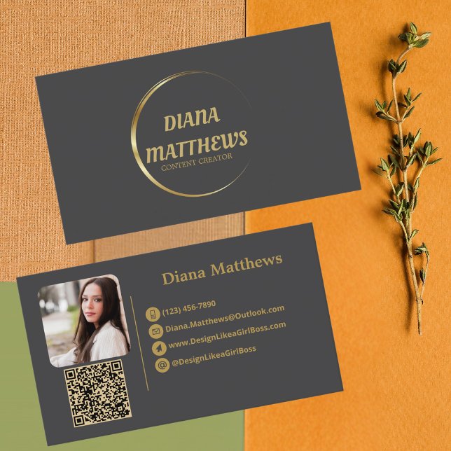 Modern Grått Guld,QR-kodfoto för Professionell, QR Visitkort (Skapare uppladdad)