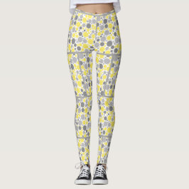 Modern Grått Gult Bubbles Leggings