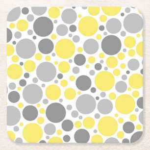 Modern Grått Gult Bubbles Underlägg Papper Kvadrat