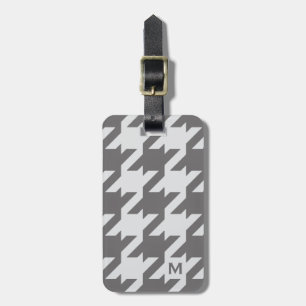 Modern grått-houndstooth med monogram bagagebricka