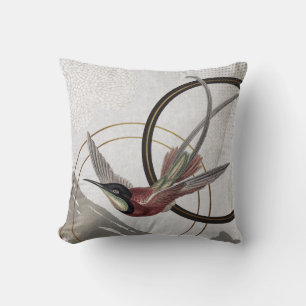 Modern Grått Hummingbird Artistic Abstrakt Kudde