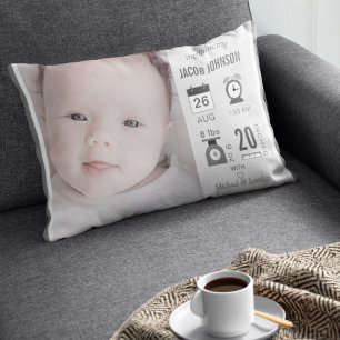 Modern Grått Infografik Baby-fotofödelsestatistik Prydnadskudde