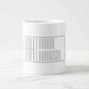 Modern Grått Initialer & Namn Logotyp Jumbo Mugg
