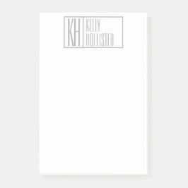 Modern Grått Initialer & Namn Logotyp Post-it Block