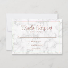 Modern Grått Marble med Ro Guld Script Bröllop OSA Kort