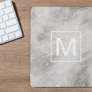 Modern Grått Marble Monogram Musmatta