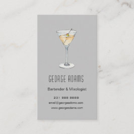 Modern grått Martini Bartender-Affärskortet Visitkort