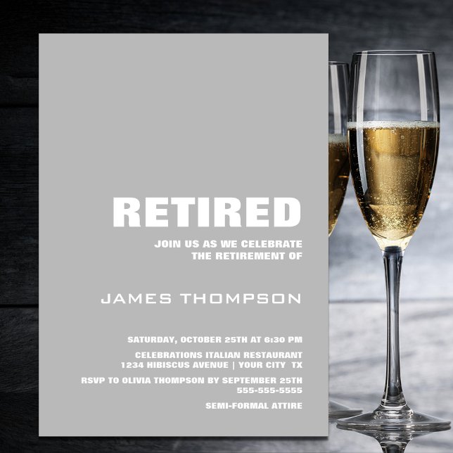 Modern Grått-minimalistisk Pension Party Inbjudningar (Skapare uppladdad)
