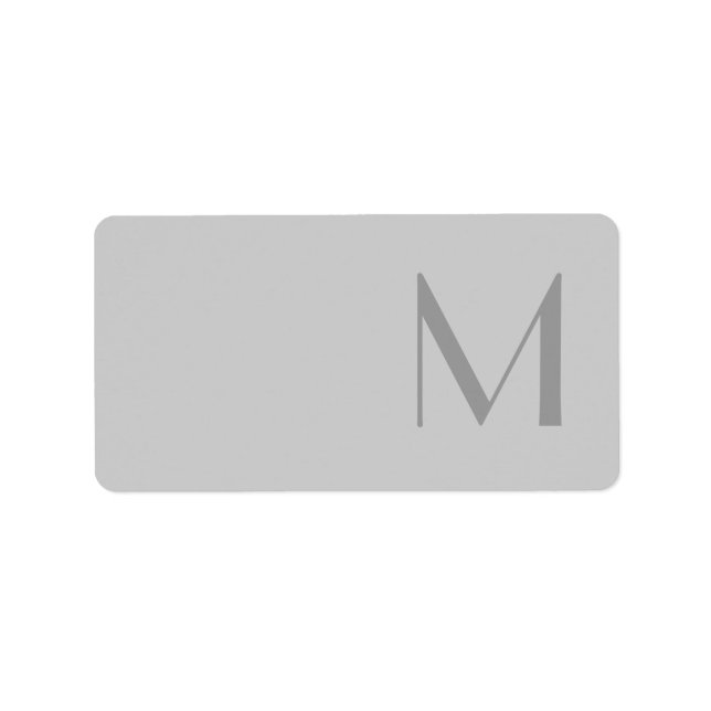 Modern Grått Monogram-Adressetiketter Adressetikett (Framsidan)