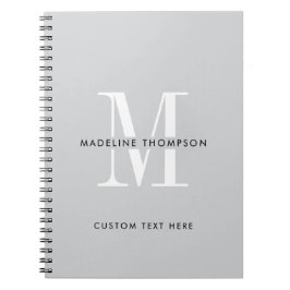 Modern Grått Monogram Anteckningsbok