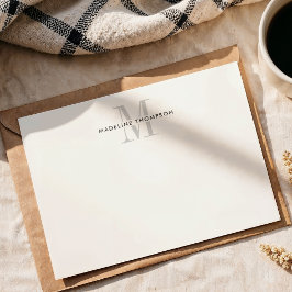 Modern Grått Monogram Anteckningskort