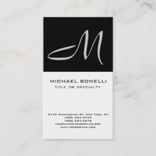 Modern Grått Monogram Black White-Affärskort Visitkort