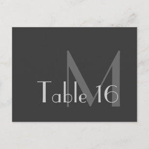 Modern Grått Monogram-Bordsnummer Vykort