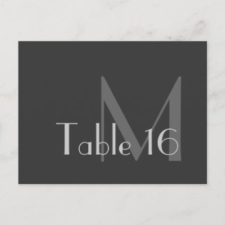 Modern Grått Monogram-Bordsnummer Vykort