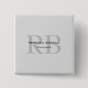 Modern Grått Monogram Manager Lägg till Namn Initi Knapp