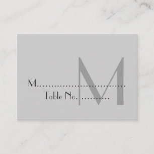 Modern Grått Monogram-platskort Placeringskort